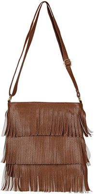 

MAEVA Women Casual Brown Leatherette Sling Bag