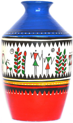 

Art Godaam Hand painted Terracotta Vase(9.5 inch, Multicolor)