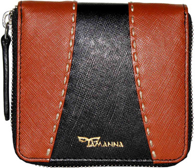 

Tamanna Men Tan, Black Genuine Leather Wallet(8 Card Slots), Black;tan