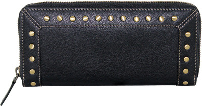 La Roma Women Casual Black Genuine Leather Wallet(6 Card Slots)