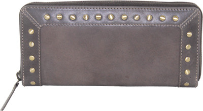 

La Roma Women Casual Grey Genuine Leather Wallet(6 Card Slots)