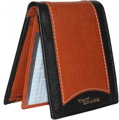

Tamanna Men Tan, Black Genuine Leather Wallet(7 Card Slots), Black;tan