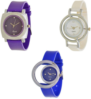 

Miss Perfect Purple_Blue_White Beautiful Giel Combo Watch Watch - For Women