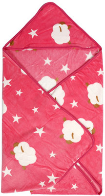 

SHISHU.ONLINE Printed  Hooded Baby Blanket(Microfiber, Pink