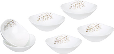 Laopala Quadra Autumnal Glass Bowl Set(White, Pack of 6) available at flipkart for Rs.485