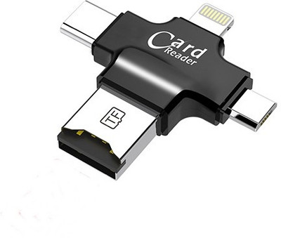 

Mobizmo 4 in 1 OTG Card Reader Four ports : lightning + Type C + Micro USB + USB Card Reader(Black)