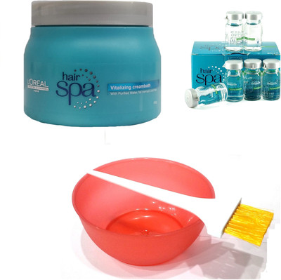 

L'Oreal Paris Hair Spa Set of 9 (Vitalizing Mask+ Purifying Ampoules+ Mixing Bowl+ Applicator Brush)(Set of 2)