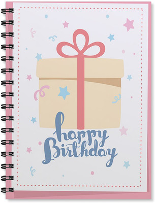 

100yellow A5 Notebook(Happy Birthday Printed Wire Bound Spiral /Designer covers with Ruled shee, Multicolor)