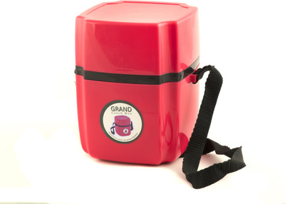 HAANS grand3redplastic 3 Containers Lunch Box(900 ml), Red
