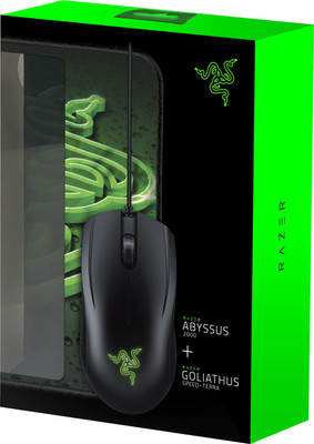 Razer Abyssus 2000 and Goliathus Speed Terra Mouse Mat Bundle Wired Optical Gaming Mouse(USB, Green, Black)