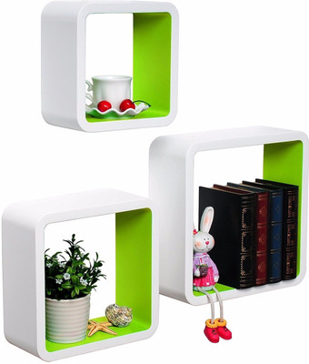 

Onlineshoppee Artesania Cube Floating MDF Wall Shelf(Number of Shelves - 3, White, Green)
