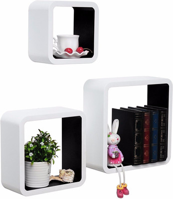 

Onlineshoppee Artesania Cube Floating MDF Wall Shelf(Number of Shelves - 3, Black, White)