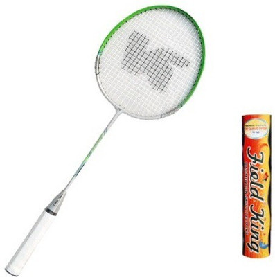 

Nalky Pro- 9977 Badminton Racket with Fieldking Shuttlecock Green, White Strung Badminton Racquet(G5 - 3 Inches, 90 g)
