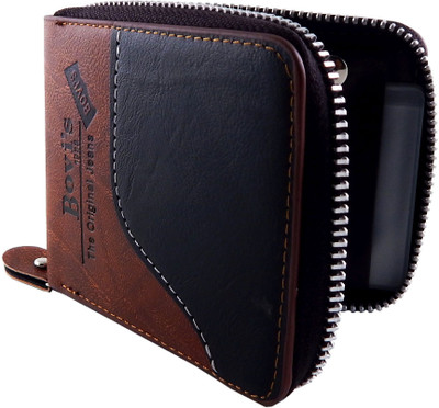 

BOVI'S Men Brown, Tan Artificial Leather, Fabric Wallet(6 Card Slots)