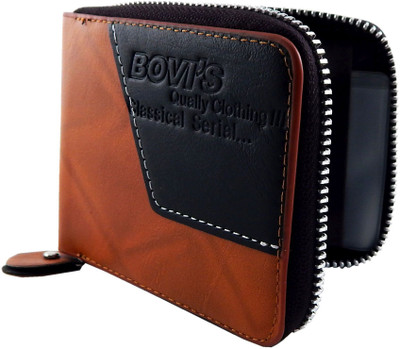 

BOVI'S Men Brown, Tan Artificial Leather, Fabric Wallet(6 Card Slots)
