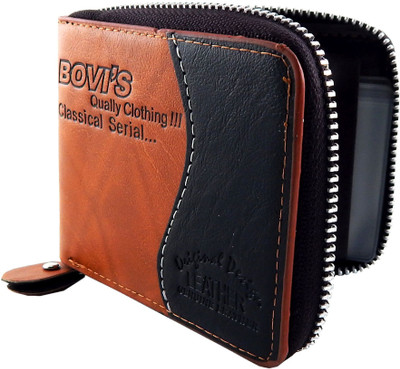 

BOVI'S Men Brown, Tan Artificial Leather, Fabric Wallet(6 Card Slots)