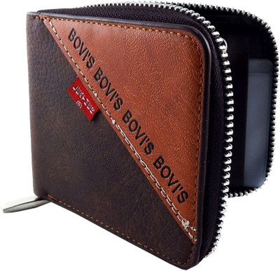 

BOVI'S Men Black, Tan Artificial Leather, Fabric Wallet(6 Card Slots)
