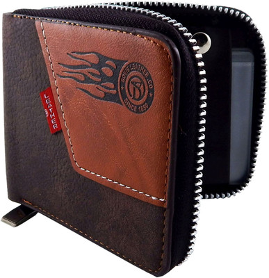 

BOVI'S Men Brown, Tan Artificial Leather, Fabric Wallet(6 Card Slots)