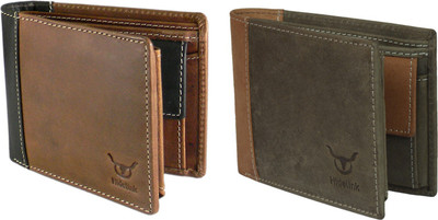 

Hidelink Men Multicolor Genuine Leather Wallet(7 Card Slots), Brown & green