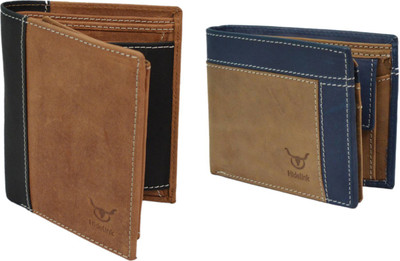 

Hidelink Men Multicolor Genuine Leather Wallet(7 Card Slots), Brown & khaki