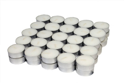 

Skywalk 50 pcs pack of Tea Light smokeless 12 Gram Long burning Candle(White, Pack of 50)