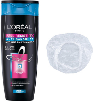 

L'Oreal Paris Fall Resist 3x Anti-Dandruff & Anti- Hair Fall Set of 2 (Small Shampoo+Shower Cap)(Set of 2)