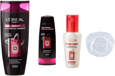 

L'Oreal Paris Fall Resist 3x Anti-Hair Fall Set of 4 (Small Shampoo +Conditioner+Serum+Shower Cap)(Set of 4)
