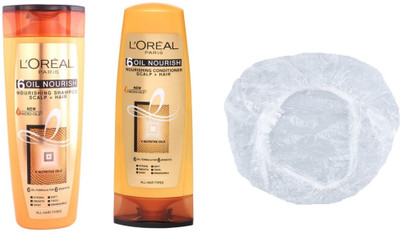 L'Oreal Paris 6 Oil Nourishing Set of 3 (Small Shampoo+Conditioner+Shower Cap)(Set of 3)