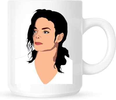 

Chanakya Michel jackson Face White Coffee Ceramic Mug(350 ml), Multicolor