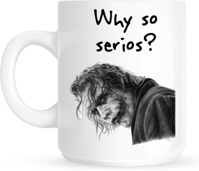 

Chanakya Jocker why so serious White Coffee Ceramic Mug(350 ml), Multicolor