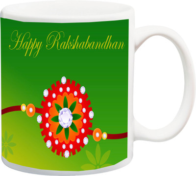 

ME&YOU Raksha Bandhan Gift for Brother/ Bro /Bhai; Rakhi Design And Beautiful BG Printed Ceramic Mug(325 ml), Multicolor