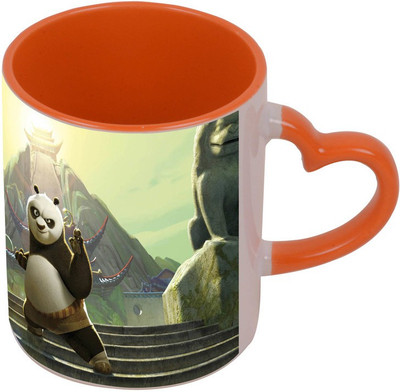 

Arkist Kungfu Panda Orange Ceramic Mug(340 ml), Multicolor