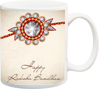 

ME&YOU Raksha Bandhan Gift for Brother/Bro/Bhai; Diamond Design Printed Ceramic Mug(325 ml, Pack of 11), Multicolor