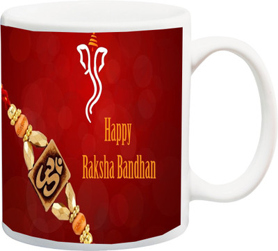 

ME&YOU Raksha Bandhan Gift for Brother/Bro/Bhai; Rakhi And God Of Ganesh print In Beautiful BG Printed Ceramic Mug(325 ml), Multicolor
