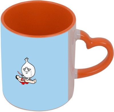

Arkist onion cutting a person Orange Ceramic Mug(340 ml), Multicolor