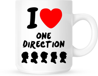 

Chanakya I Love One Direction White Coffee Ceramic Mug(350 ml), Multicolor