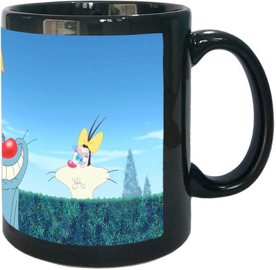 

Arkist oggy and the cockroaches Black Ceramic Mug(340 ml), Multicolor