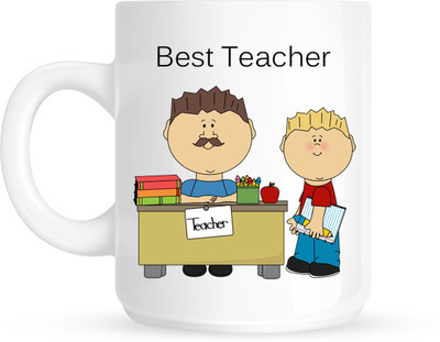 

Chanakya Best Teacher White Coffee Ceramic Mug(350 ml), Multicolor