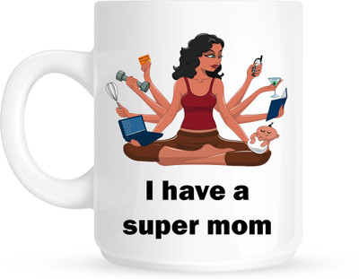

Chanakya Super Mom White Coffee Ceramic Mug(350 ml), Multicolor
