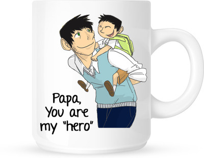 

Chanakya My Hero my Dad White Coffee Ceramic Mug(350 ml), Multicolor