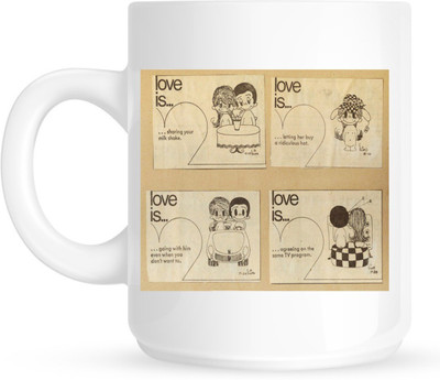 

Chanakya Love is… White Coffee Ceramic Mug(350 ml), Multicolor