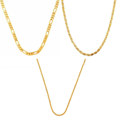 Create Awitty Inc. Men Gold Chain Accessories Set of 3 Party Wear Designs Gold-plated Plated Brass Chain