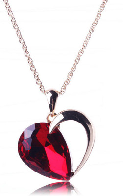 

Aaishwarya Rose Gold Toned Fiery Red Heart Crystal Pendant Necklace Crystal Alloy Pendant