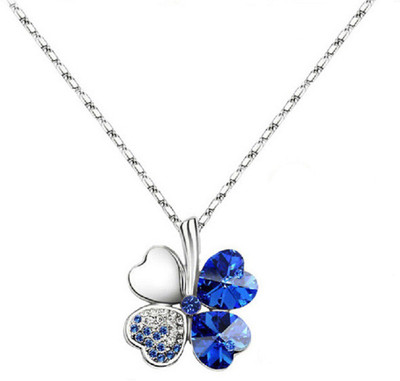 

Aaishwarya Deep Sea Blue Crystal Floral Pendant Necklace Crystal Alloy Pendant
