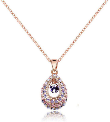 

Aaishwarya Rose Gold Toned Purple Crystal Teardrop Pendant Necklace Crystal Alloy Pendant