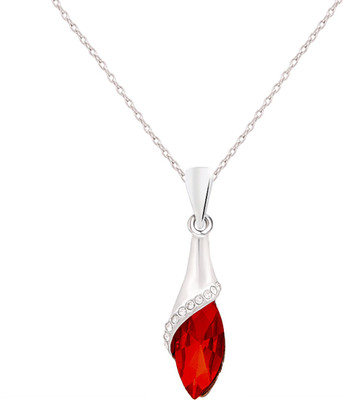 Aaishwarya Silver Toned Red Drop Crystal Pendant Necklace Crystal Alloy Pendant