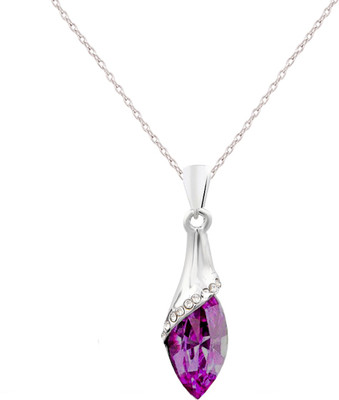 

Aaishwarya Silver Toned Purple Drop Crystal Pendant Necklace Crystal Alloy Pendant
