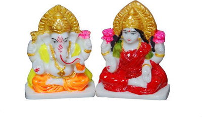 

Smstraders Luxmi Ganesh Decorative Showpiece - 10.5 cm(Marble, Multicolor)