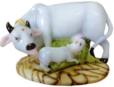 

Smstraders Cow With Calf Decorative Showpiece - 8 cm(Polyresin, White)