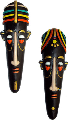 

Hand Artz Terracotta Wall Hanging Tribal King Queen Mask Decorative Showpiece - 30 cm(Terracotta, Multicolor)